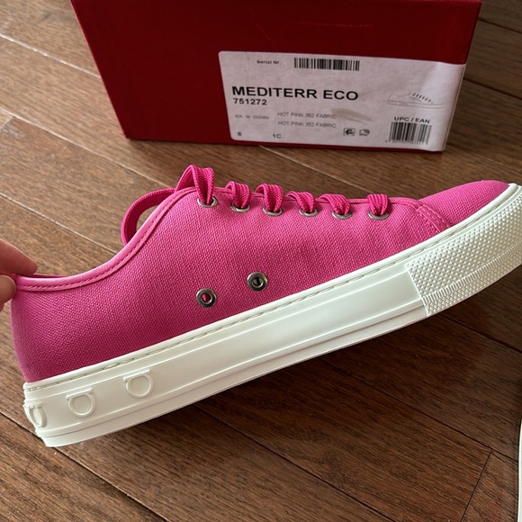 Salvatore Ferragamo Hot Pink ‘Mediterr Eco’ Fabric Sneakers - Picture 6 of 9